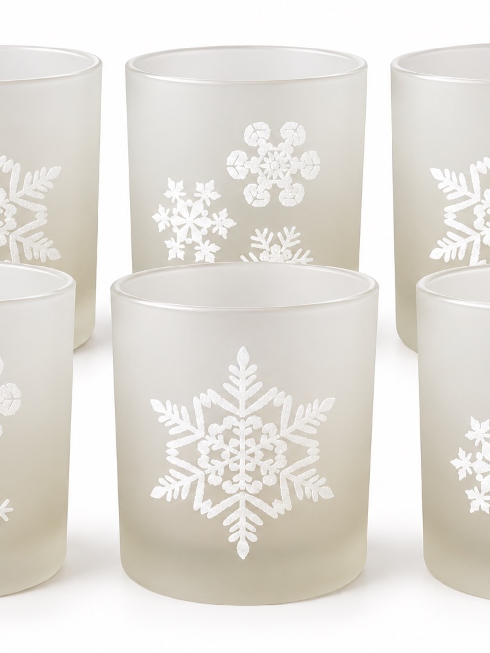 VTG Neiman Marcus Frosted 3D Snowflake Rocks Glasses (Lot Of 6) Christmas EUC